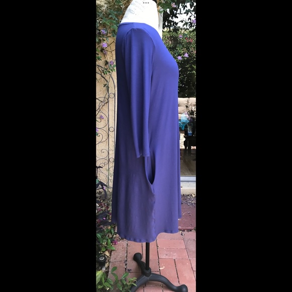 Eileen Fisher EUC Super Soft Cobalt Blue Dress w/ Pockets Sz. M - Picture 3 of 7